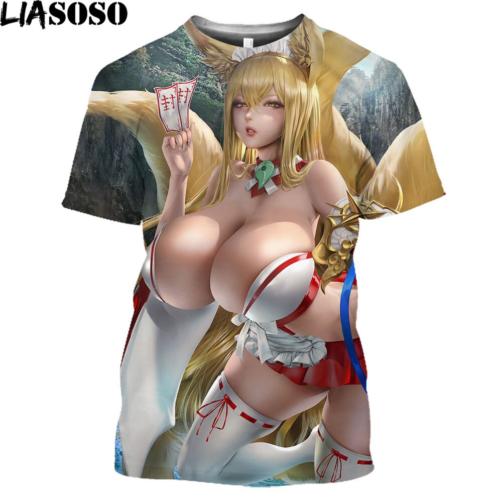 LIASOSO Summer Beach Bikini Model Print Shirt 3D Men Women T-shirt Hip Hop Trendy Passion Otaku Oversize T-shirts Man Clothing