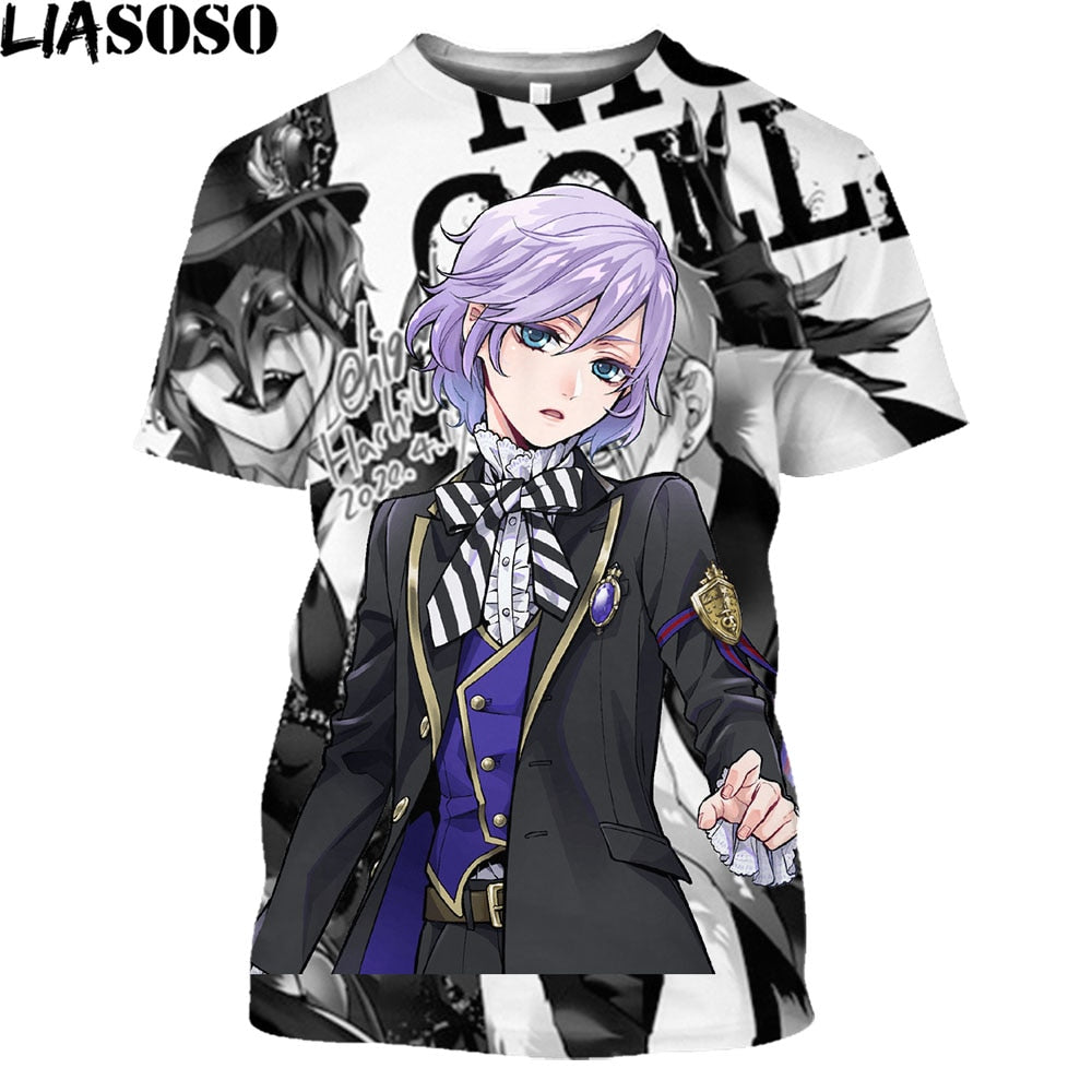 LIASOSO 3D Twisted Wonderland Cosplay Men Women Clothes 3D Print Casual Breathable Tops Fashion Round Neck Plus Size T Shirts