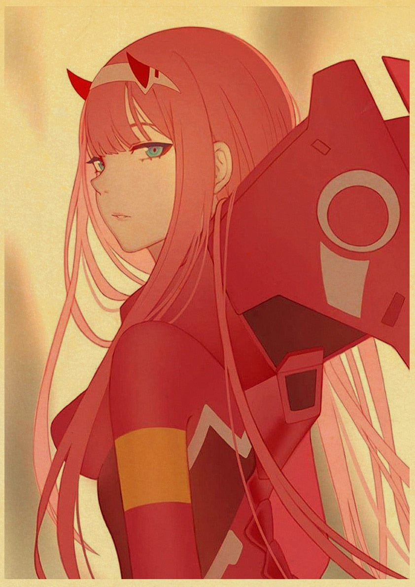 Japanese Anime  DARLING in the FRANXX Retro Poster Decoration Bedroom Living Room Kraft Paper Poster High Quality Wall Paper