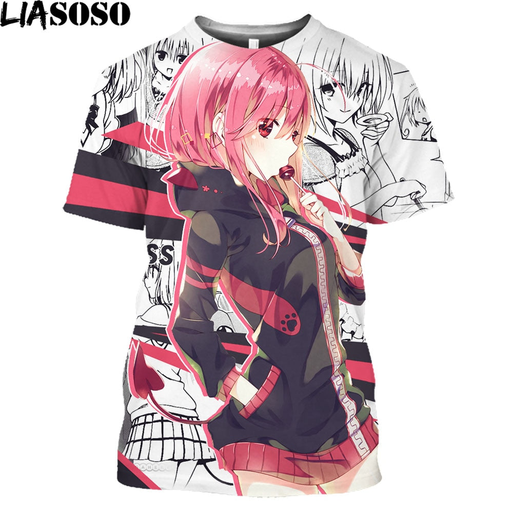 LIASOSO To Love Ru Printed T-Shirts Momo Belia Deviluke Eve Cospaly Tshirts Tops Men Cool Summer Tees Funny Streetwear T Shirt