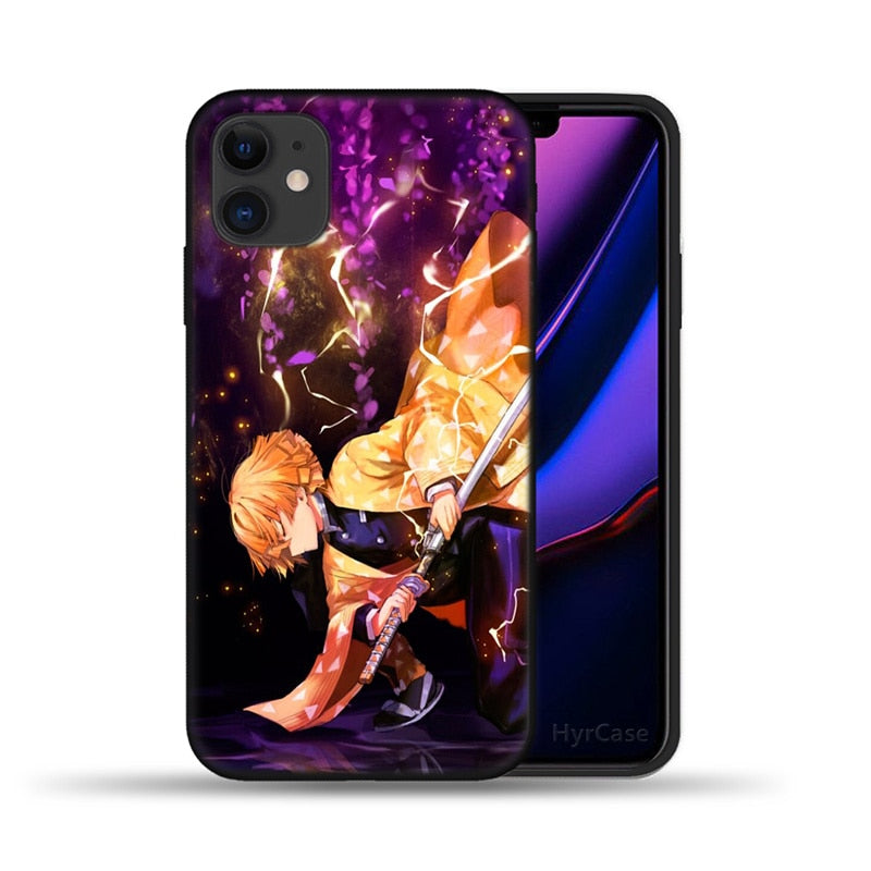 Demon Slayer Japan Anime Phone Case For iPhone 11 12 Pro Max X XS XR 6 6S 7 8 Plus 5S SE 2020 12Pro 12Mini Black Silicone Cover