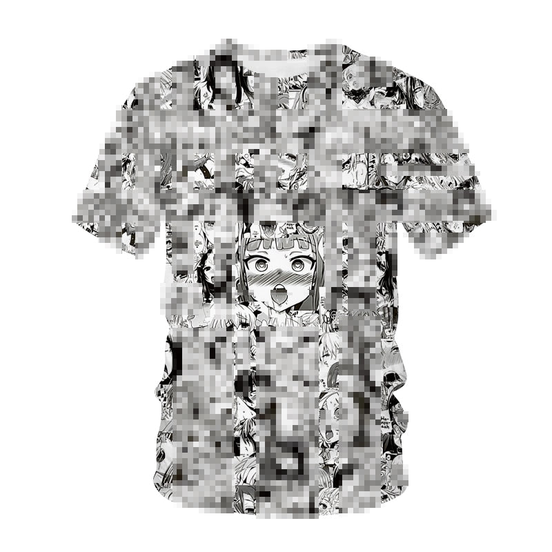 Ahegao T-shirt Anime 3D Print Men Women pop it Hentai Pattern O-Neck Hip Hop T Shirt Harajuku Casual Tops Sexy Girl Clothing