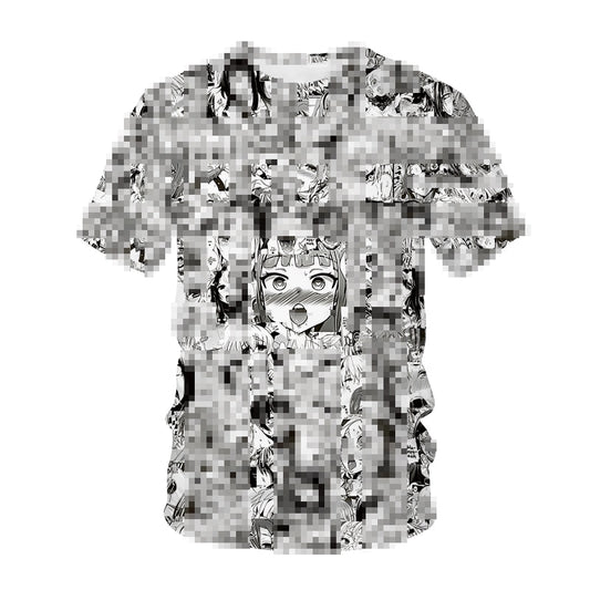 Ahegao T-shirt Anime 3D Print Men Women pop it Hentai Pattern O-Neck Hip Hop T Shirt Harajuku Casual Tops Sexy Girl Clothing