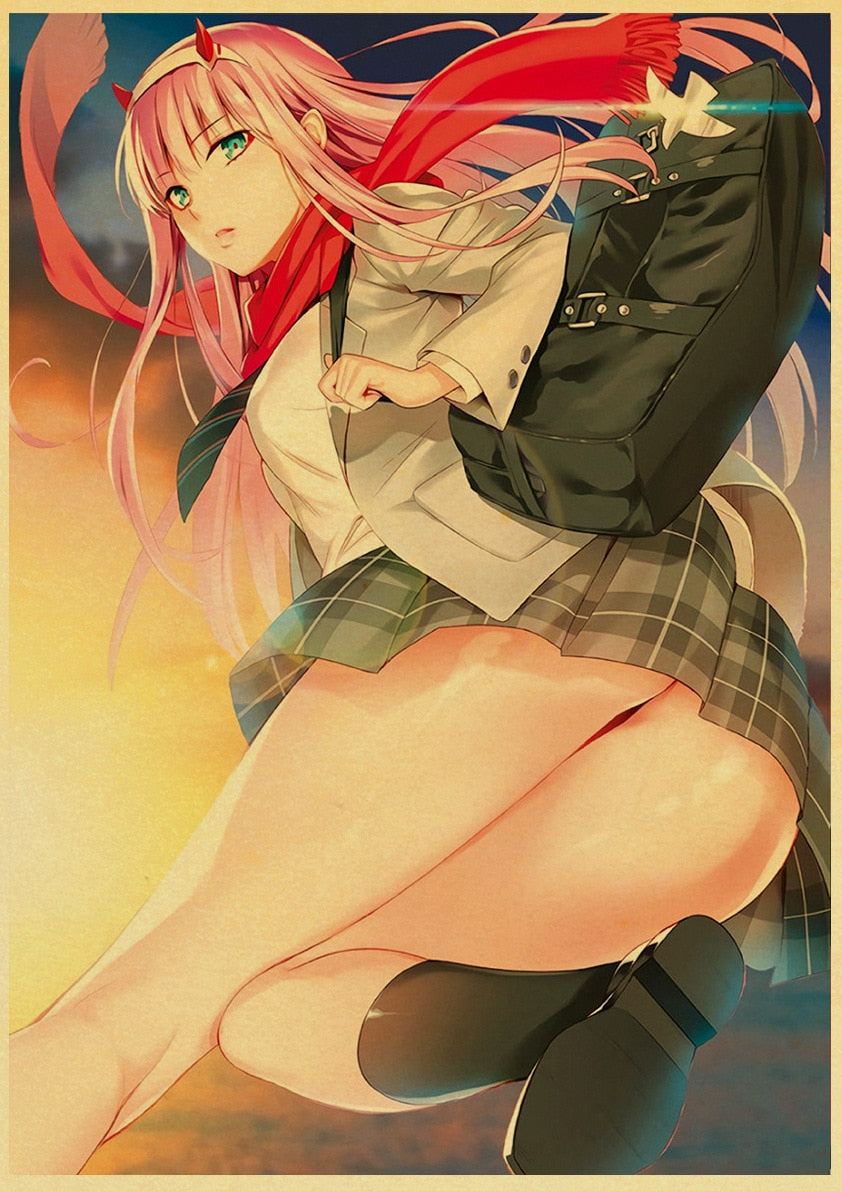 Japanese Anime  DARLING in the FRANXX Retro Poster Decoration Bedroom Living Room Kraft Paper Poster High Quality Wall Paper