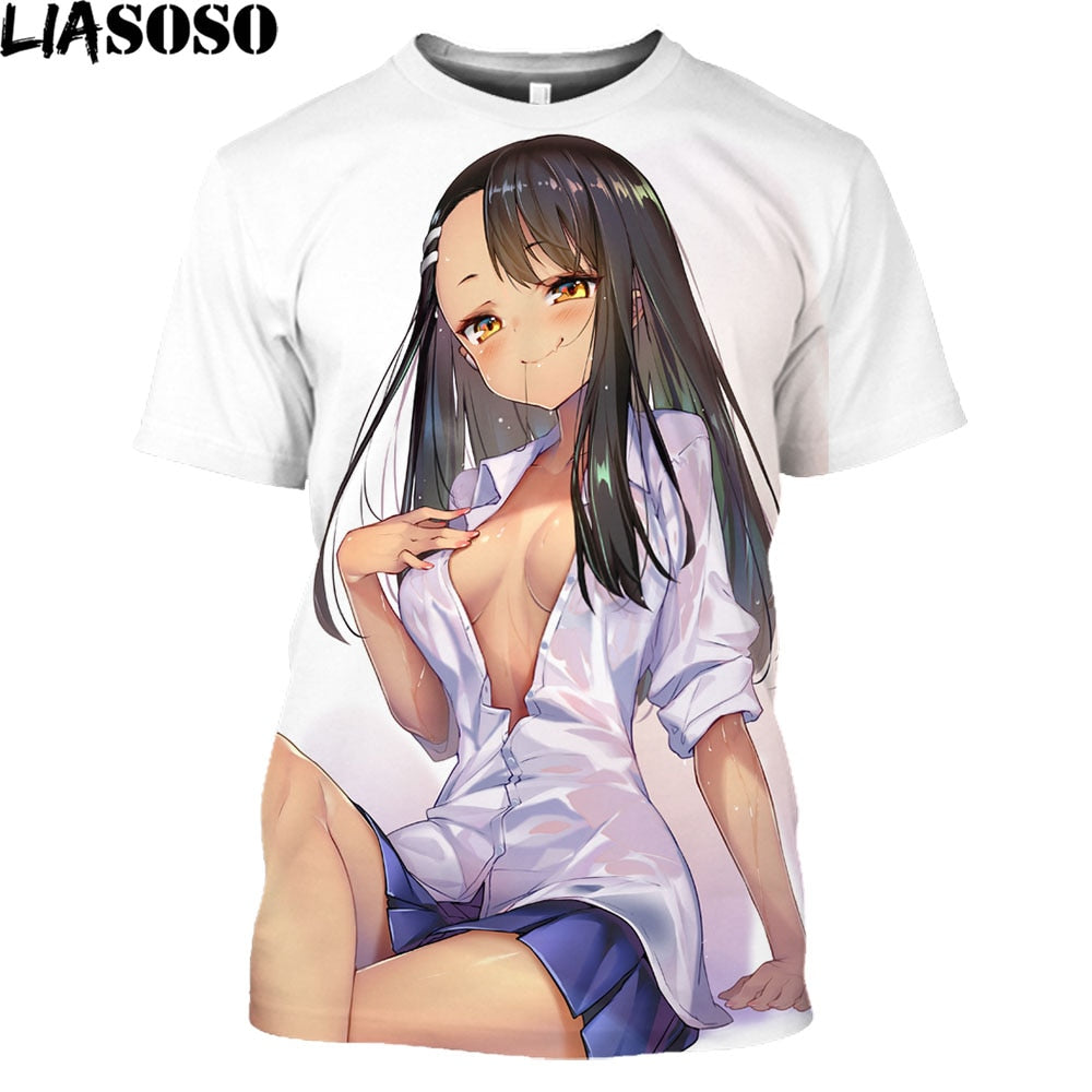 Anime Don't Toy with Me Miss Nagatoro T Shirt Harajuku Summer Short Sleeve Oversized T-shirt Unisex Casual Hentai Girl Tops Tees