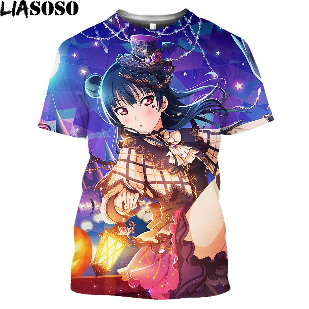 LIASOSO Summer 3D Love Live Printed Cartoon Cute Girl Anime Love Live Men And Women T-shirt Children's Hip Hop Short Sleeve