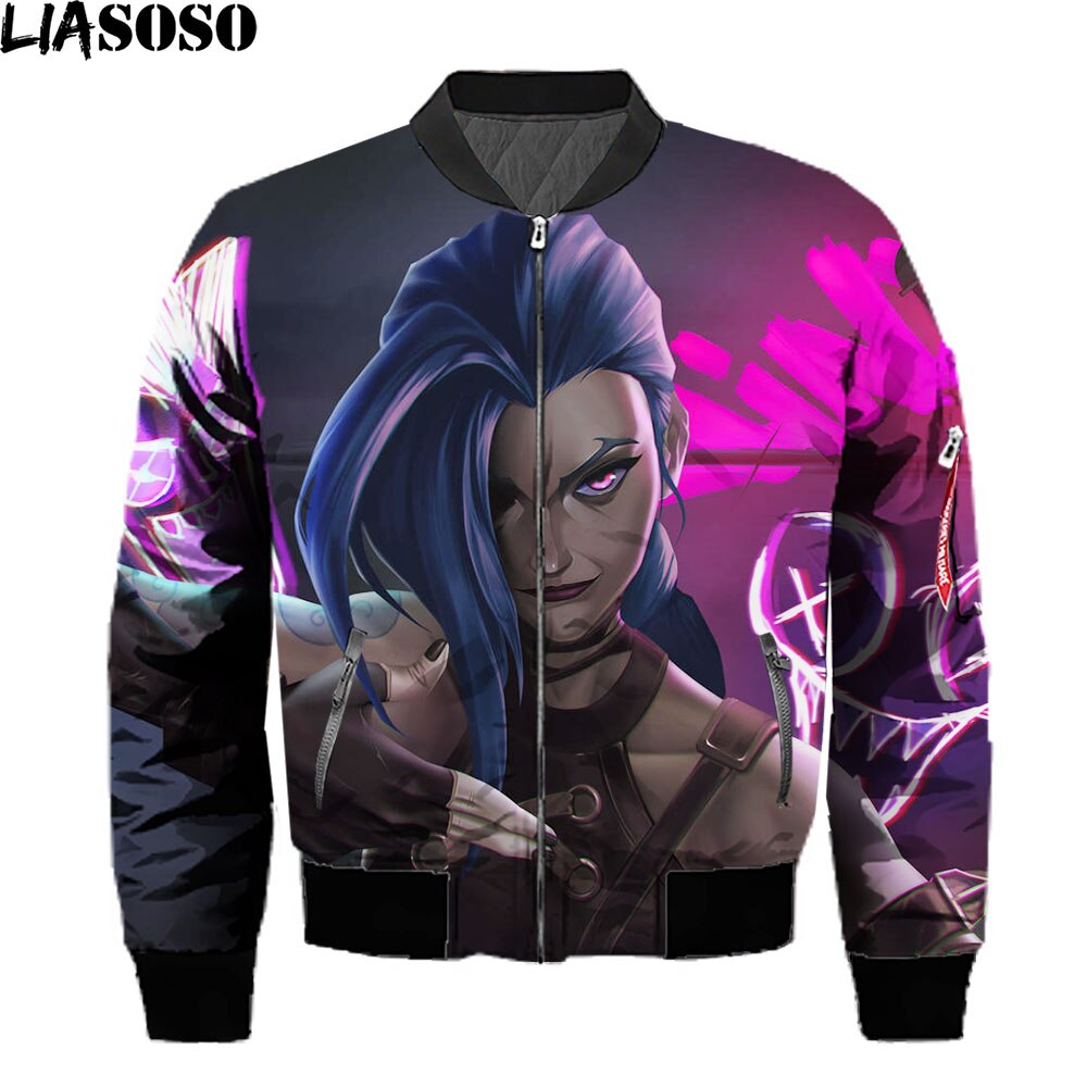 Anime League Of Legends Arcane Jackets 3D Print Men Streetwear Winter Coat Game LOL Bomber Jackets Hoilday Top Black Friday 2021