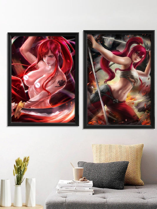 Fairy Tail Cartoon Erza Scarlet Bunny Girl Anime Sexy Nude Girl Kawaii Poster For Living Room Bedroom Decor Wall Custom