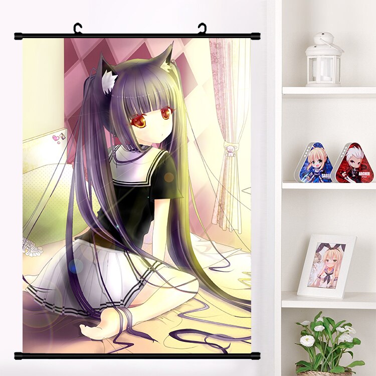 Anime NEKOPARA Neko Para Chocolat Vanilla Sexy Cute Wall Scroll Mural Poster Wall Hanging Poster Otaku Home Decor Collection Art