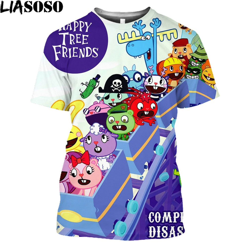 Anime Happy Tree Friends Men/Women New Fashion Cool 3D Printed T-shirts Trendy Leisure Tshirt Streetwear Tops Drop Shipping