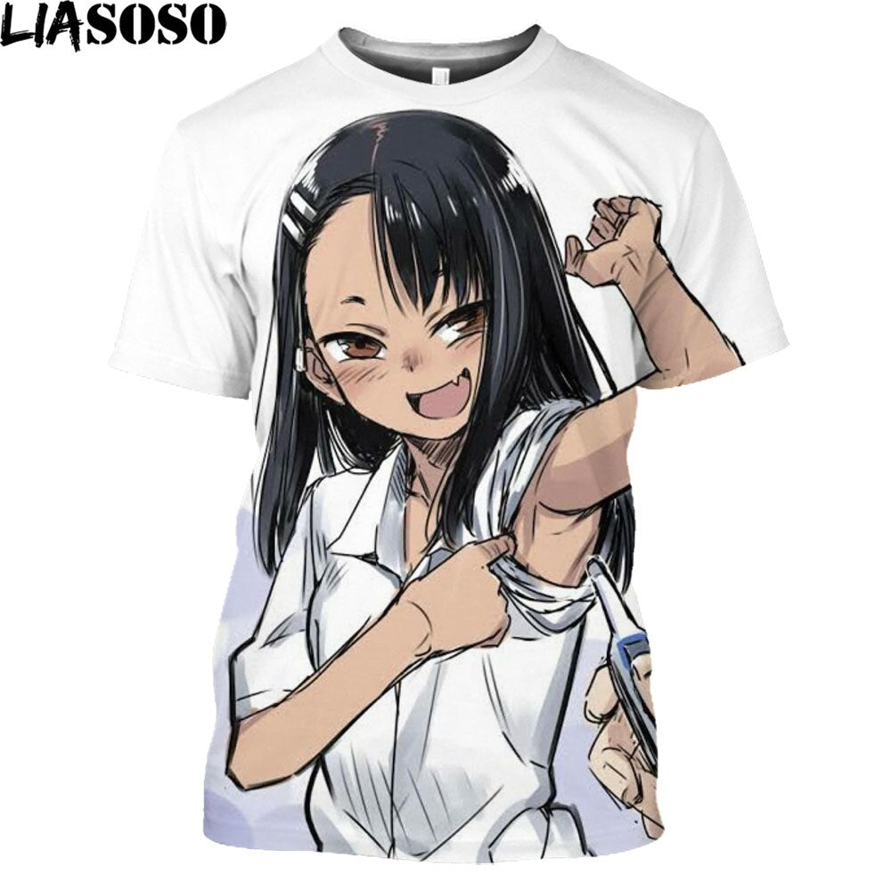 Anime Don't Toy with Me Miss Nagatoro T Shirt Harajuku Summer Short Sleeve Oversized T-shirt Unisex Casual Hentai Girl Tops Tees