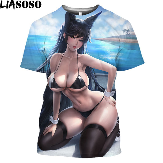 LIASOSO Summer Beach Bikini Model Print Shirt 3D Men Women T-shirt Hip Hop Trendy Passion Otaku Oversize T-shirts Man Clothing