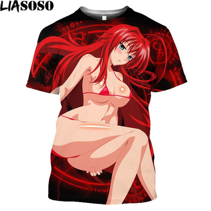 LIASOSO High School DXD Anime Men Women T Shirt 3D Prnt Sexy Girl Rias Kawaii Clothes Hentai Alternative Harajuku T-shirt