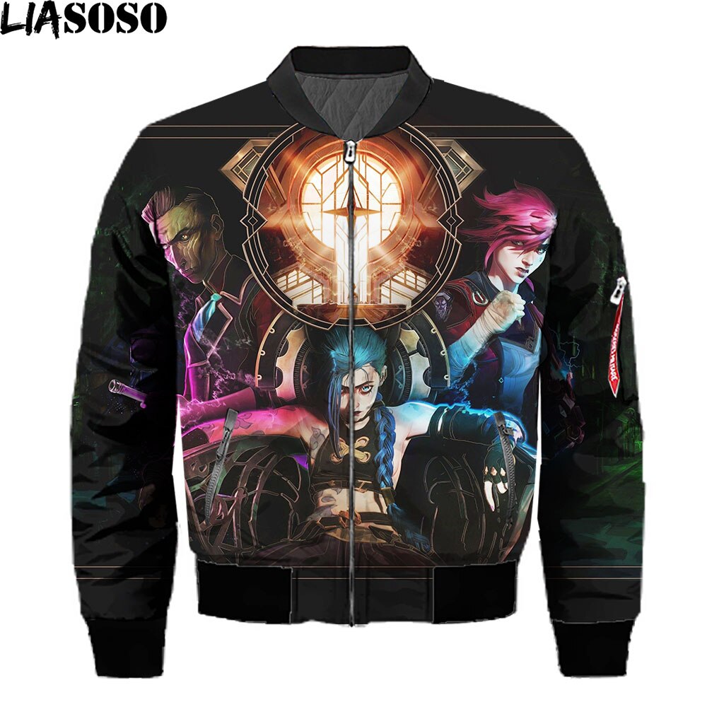 Anime Arcane League Of Legends 3D Printed Jackets Man Game LOL Punk Casual Bomber Jackets Harajuku Tops Coat Black Friday 2021