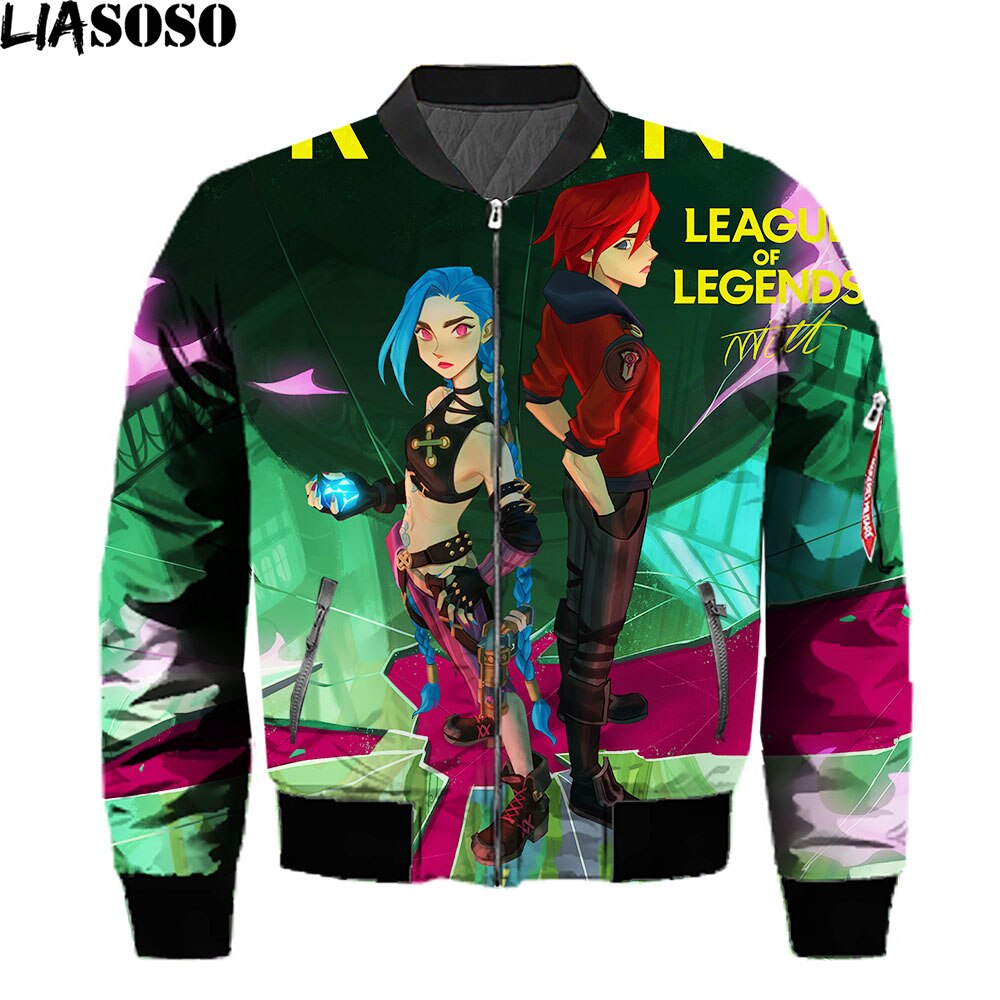 League Of Legends Arcane Jackets 3D Print Anime Men Streetwear Harajuku Coat Game LOL Bomber Jackets Punk Tops Black Friday 2021