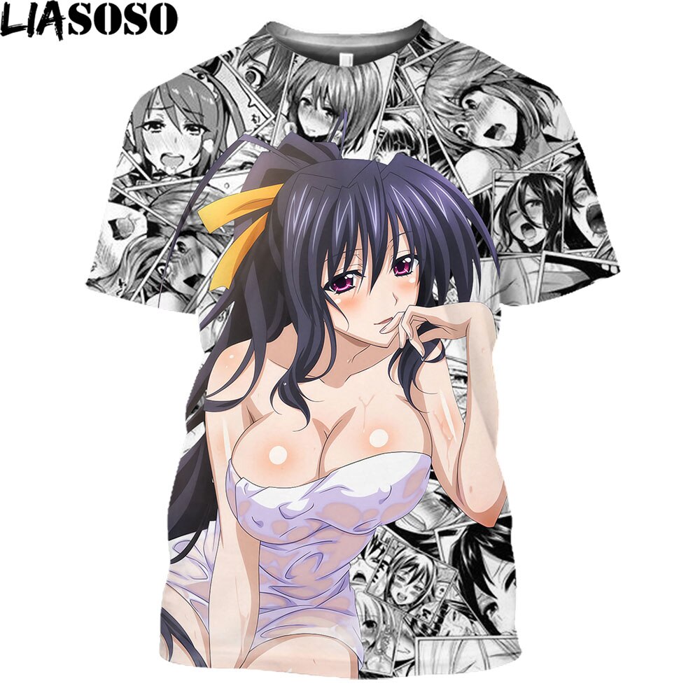 High School DXD Anime T Shirts Men Cosplay Sexy Girl Rias Cartoon T-shirt Hentai Temptation Japanese Streetwear Hip Hop Tops