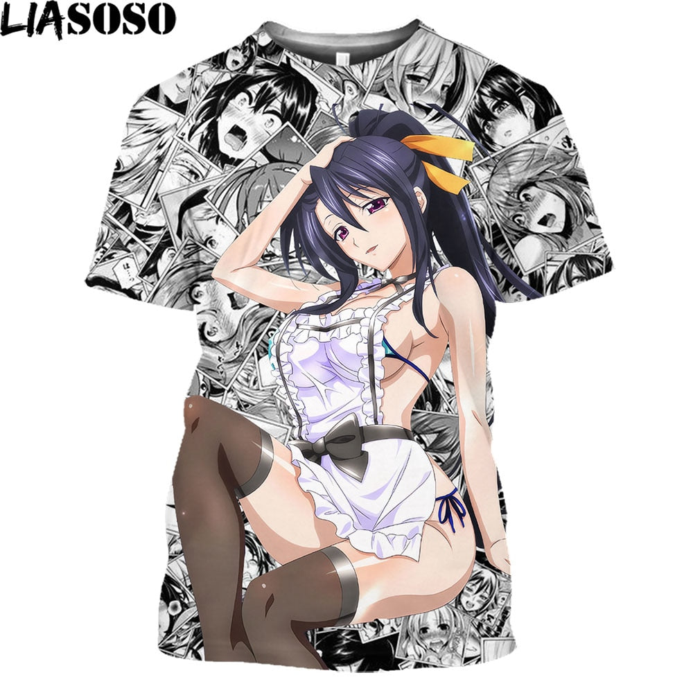 High School DXD Anime T Shirts Men Cosplay Sexy Girl Rias Cartoon T-shirt Hentai Temptation Japanese Streetwear Hip Hop Tops