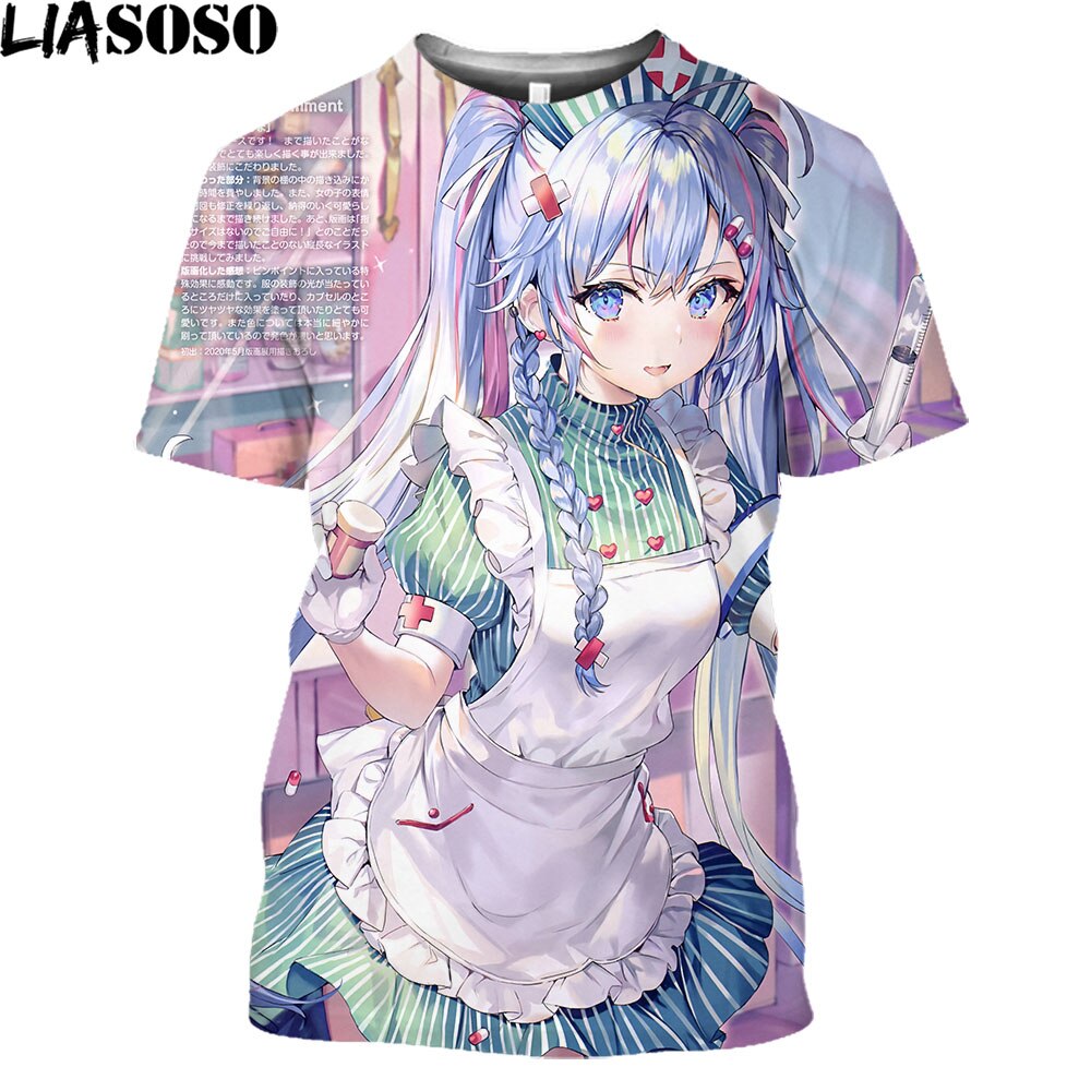 LIAOSOS Anime Sexy Nurse Doctor Hot Sexy Body Loli Print Shirt 3D Hentai Men Women T-shirt Funny Otaku Clothing Maid Outfit