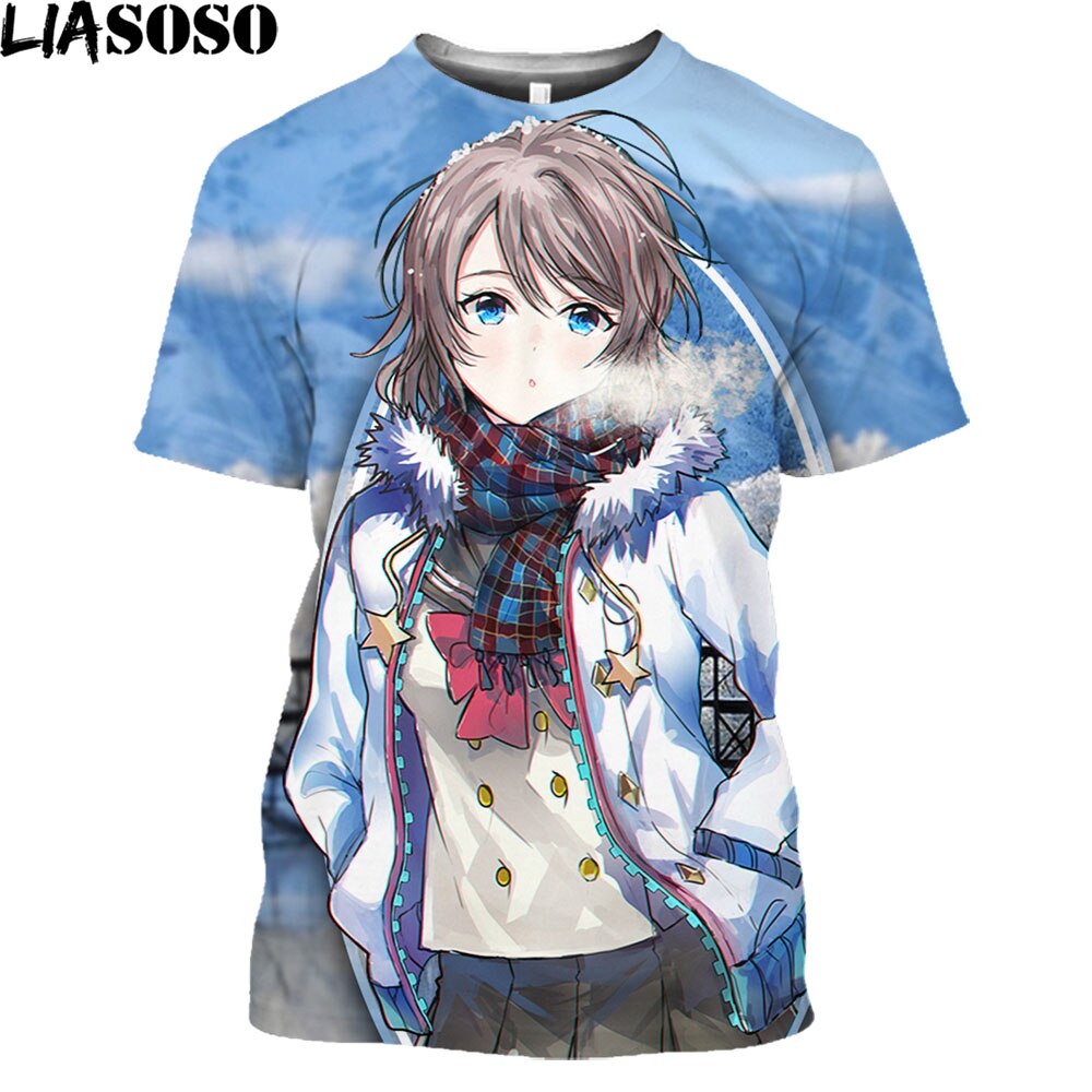 LIASOSO Summer 3D Love Live Printed Cartoon Cute Girl Anime Love Live Men And Women T-shirt Children's Hip Hop Short Sleeve