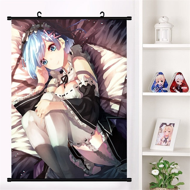 Anime Re:zero kara hajimeru isekai seikatsu Rem Ram Emilia Satella Girl Wall Scroll Mural Poster Wall Hanging Poster Home Decor