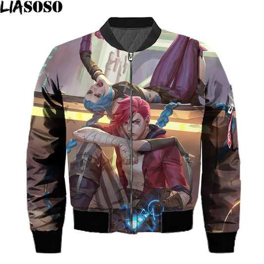 Anime Arcane League Of Legends Printed Jackets Man Game LOL Hip Hop Casual Bomber Jackets Streetwear Tops Coat Black Friday 2021