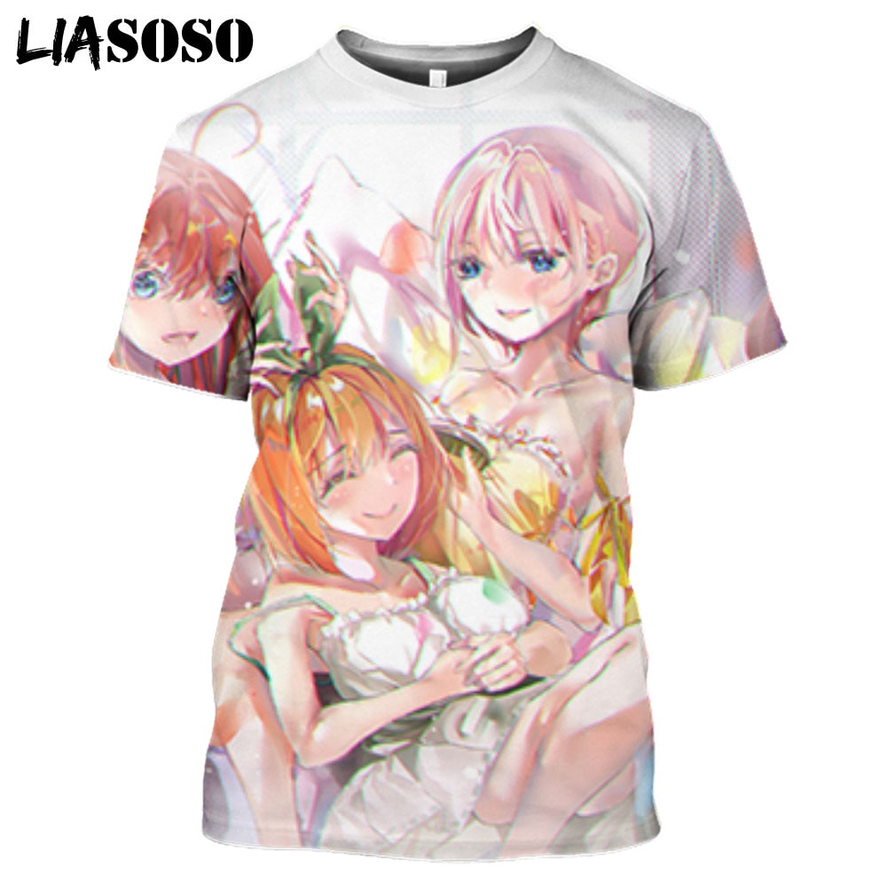 Nino Nakano The Quintessential Quintuplets Sexy Swimwear Girl Print Mangas Anime T Shirt Japanese Streetwear Otaku Oversize Tops