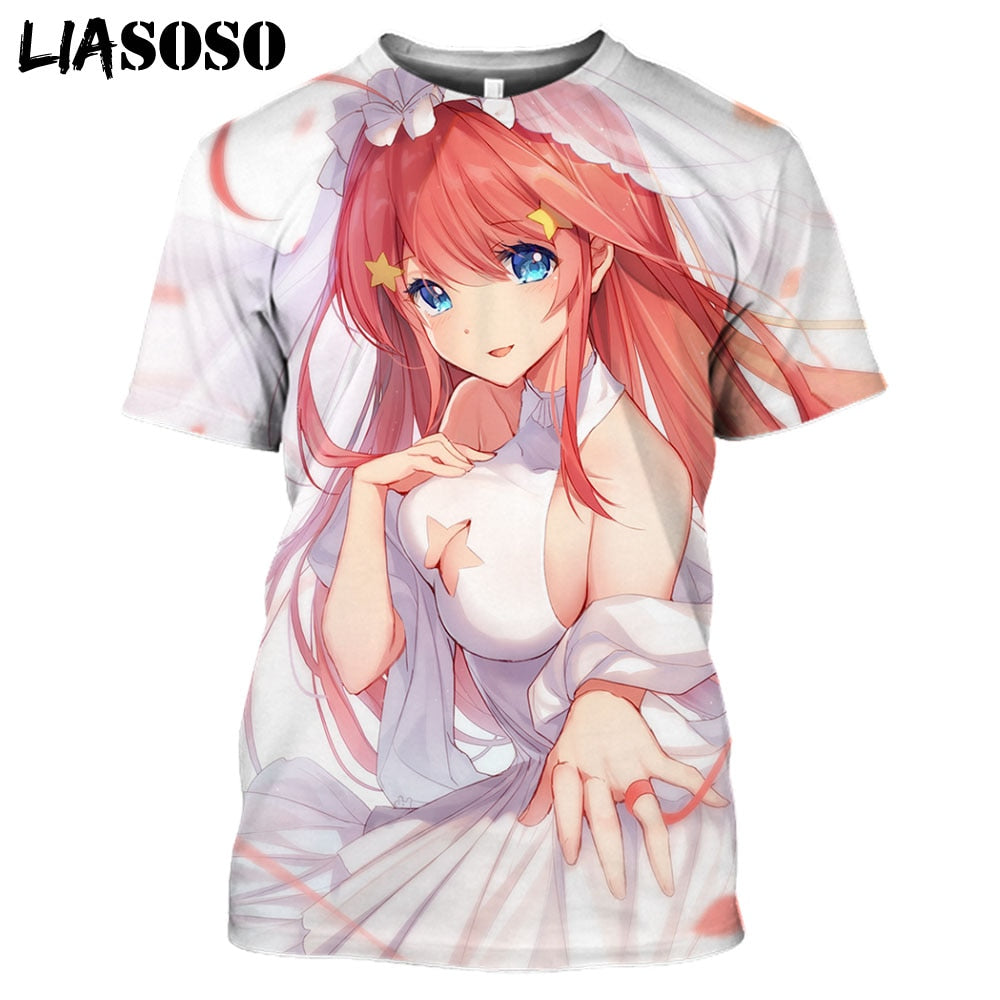 Nino Nakano The Quintessential Quintuplets Sexy Swimwear Girl Print Mangas Anime T Shirt Japanese Streetwear Otaku Oversize Tops