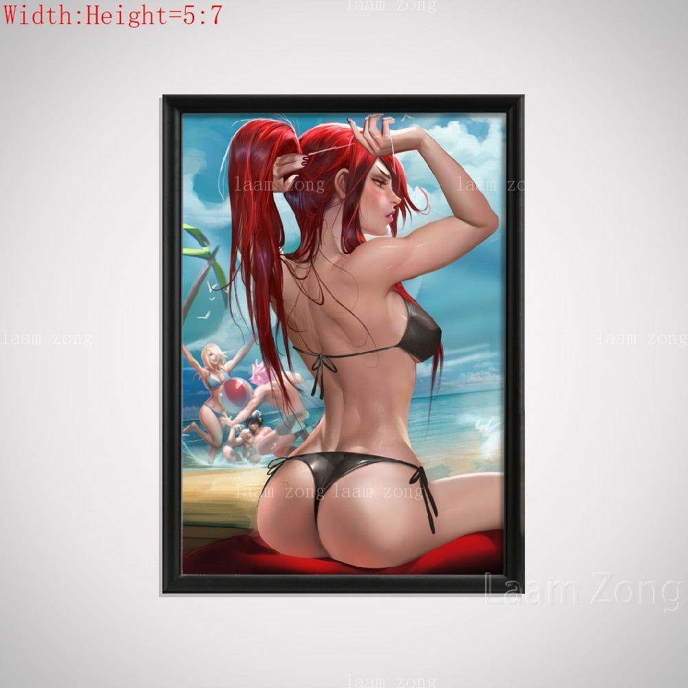 Fairy Tail Cartoon Erza Scarlet Bunny Girl Anime Sexy Nude Girl Kawaii Poster For Living Room Bedroom Decor Wall Custom