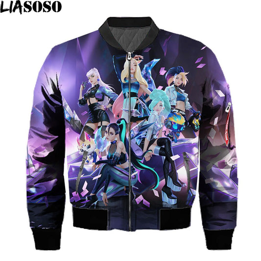 Anime League Of Legends Arcane Jackets 3D Print Men Streetwear Winter Coat Game LOL Bomber Jackets Hoilday Top Black Friday 2021