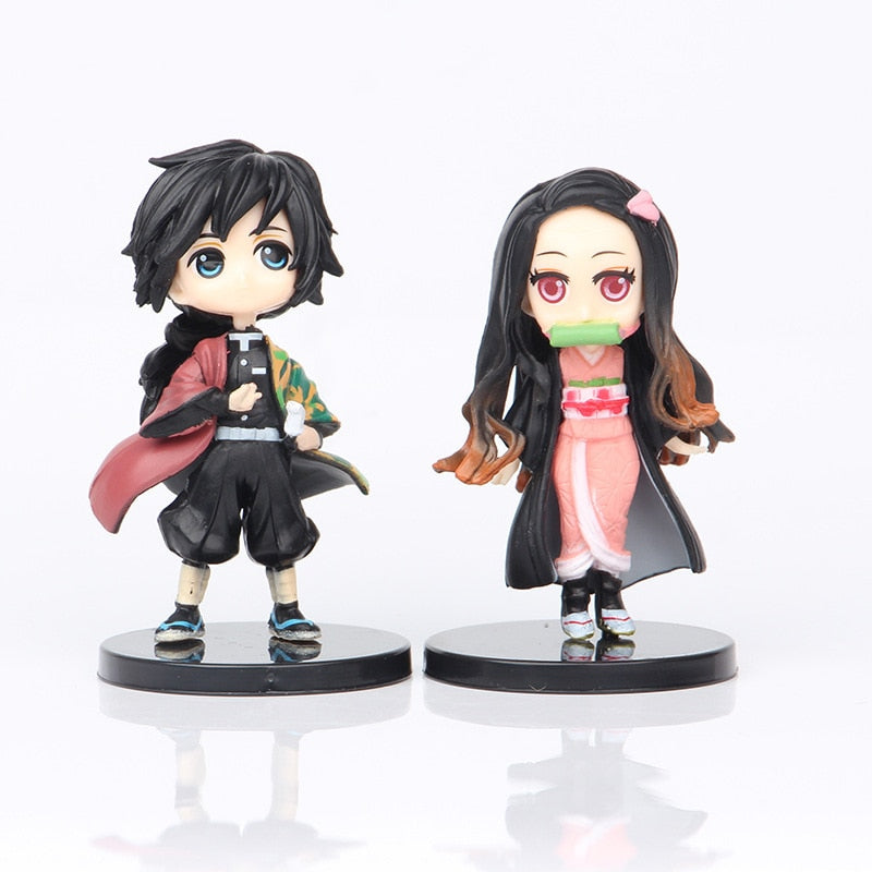 6pcs/set Anime Demon Slayer Figure Kimetsu No Yaiba Figure Q Posket Kamado Tanjirou Kamado Nezuko Agatsuma Figure Toys 7cm