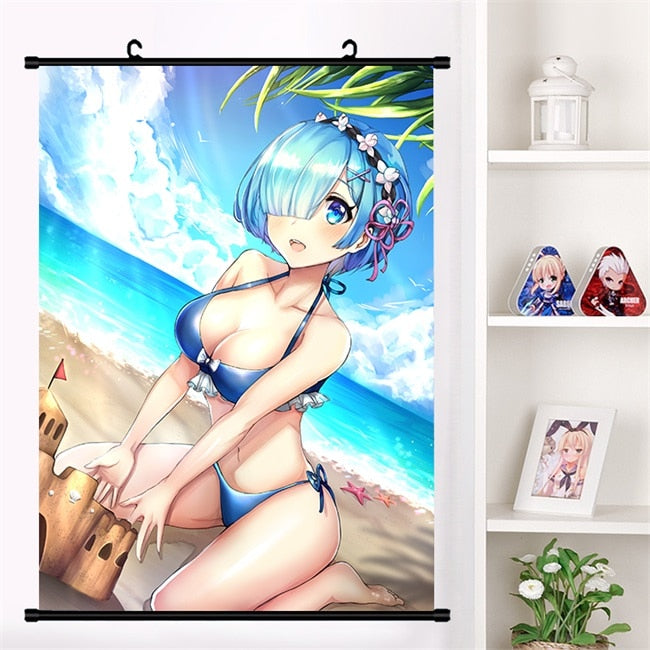 Anime Re:zero kara hajimeru isekai seikatsu Rem Ram Emilia Satella Girl Wall Scroll Mural Poster Wall Hanging Poster Home Decor