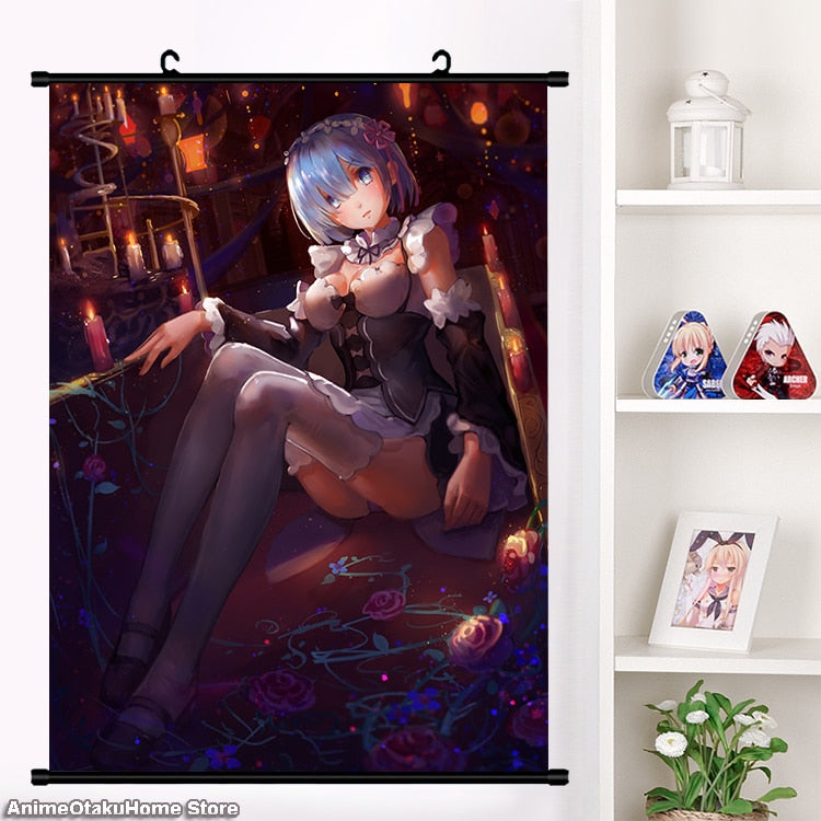 Anime Re:zero kara hajimeru isekai seikatsu Rem Ram Emilia Satella Girl Wall Scroll Mural Poster Wall Hanging Poster Home Decor