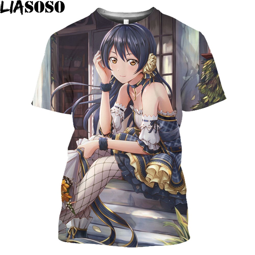 LIASOSO Summer 3D Love Live Printed Cartoon Cute Girl Anime Love Live Men And Women T-shirt Children's Hip Hop Short Sleeve