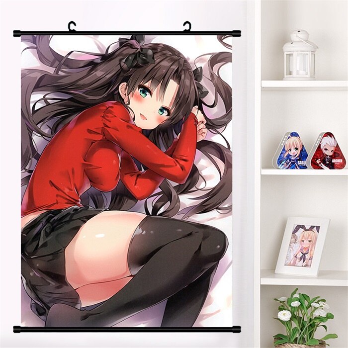 Japan Anime Fate/stay night Tohsaka Rin Sexy Cosplay Wall Scroll Mural Poster Wall Hang Poster Otaku Home Art Decor Collect Gift