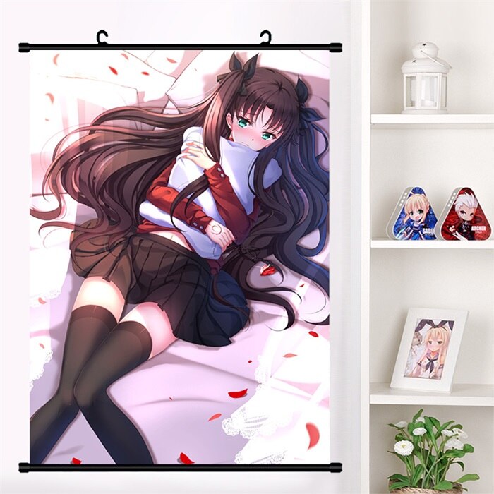 Japan Anime Fate/stay night Tohsaka Rin Sexy Cosplay Wall Scroll Mural Poster Wall Hang Poster Otaku Home Art Decor Collect Gift