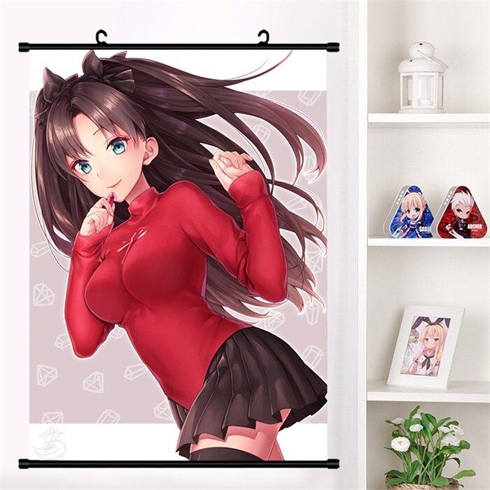 Japan Anime Fate/stay night Tohsaka Rin Sexy Cosplay Wall Scroll Mural Poster Wall Hang Poster Otaku Home Art Decor Collect Gift