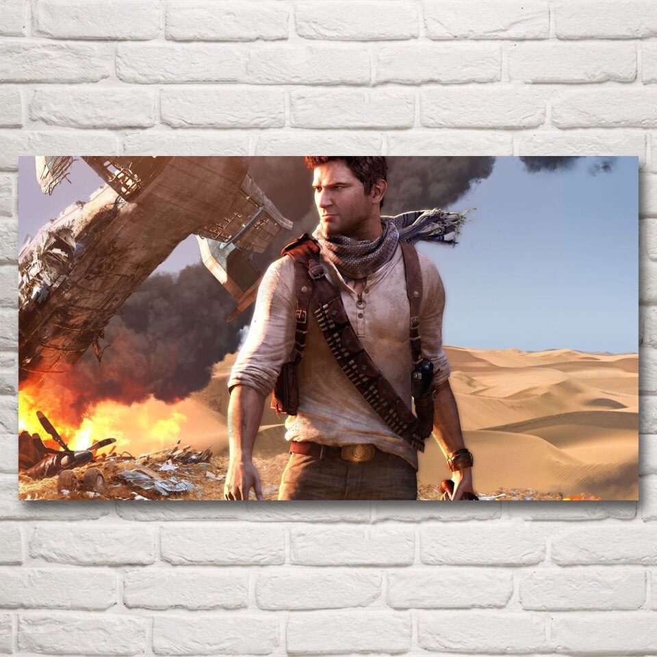 FOOCAME Uncharted 4 A Thiefs End Modern Home Decor Living Room Silk Painting Game Posters and Prints Wall Pictures Decoration