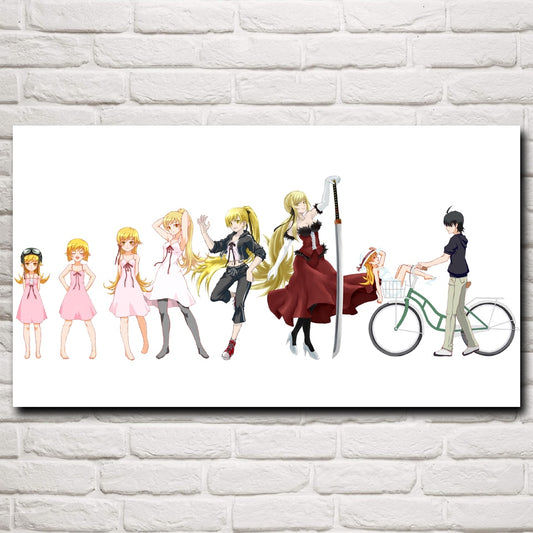 Girls Oshino Shinobu Monogatari Series Art Silk Anime Posters and Print Home Decoration Picture Living Room Paintings Wall Decor