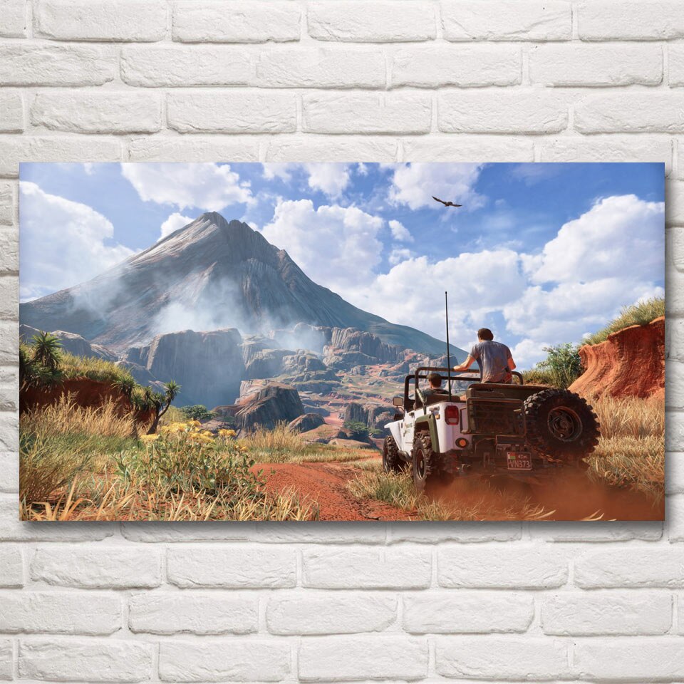 FOOCAME Uncharted 4 A Thiefs End Modern Home Decor Living Room Silk Painting Game Posters and Prints Wall Pictures Decoration