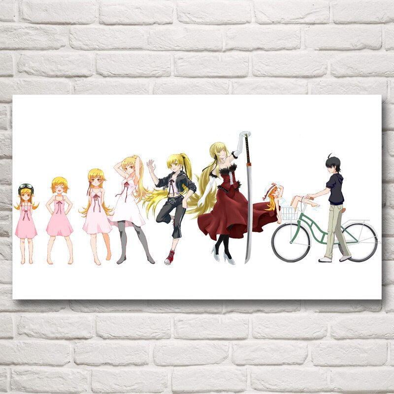 Girls Oshino Shinobu Monogatari Series Art Silk Anime Posters and Print Home Decoration Picture Living Room Paintings Wall Decor