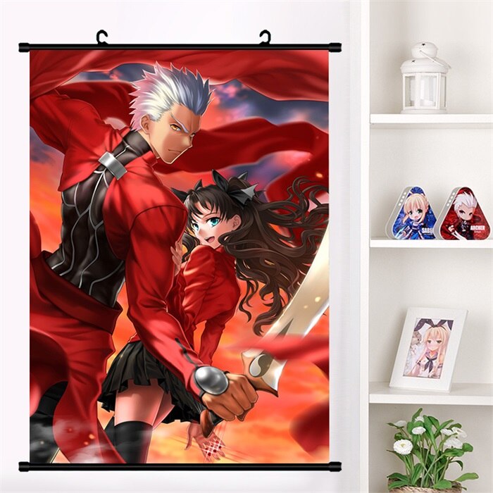 Japan Anime Fate/stay night Tohsaka Rin Sexy Cosplay Wall Scroll Mural Poster Wall Hang Poster Otaku Home Art Decor Collect Gift