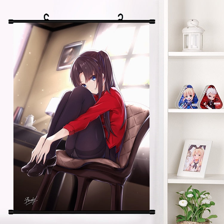 Japan Anime Fate/stay night Tohsaka Rin Sexy Cosplay Wall Scroll Mural Poster Wall Hang Poster Otaku Home Art Decor Collect Gift