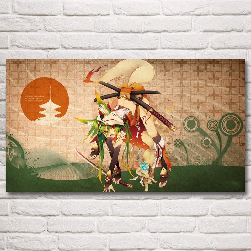 Samurai Katana Japanese Anime Posters and Prints Wall Art Living Room Silk Painting Bedroom Decoration Home Decor Pictures