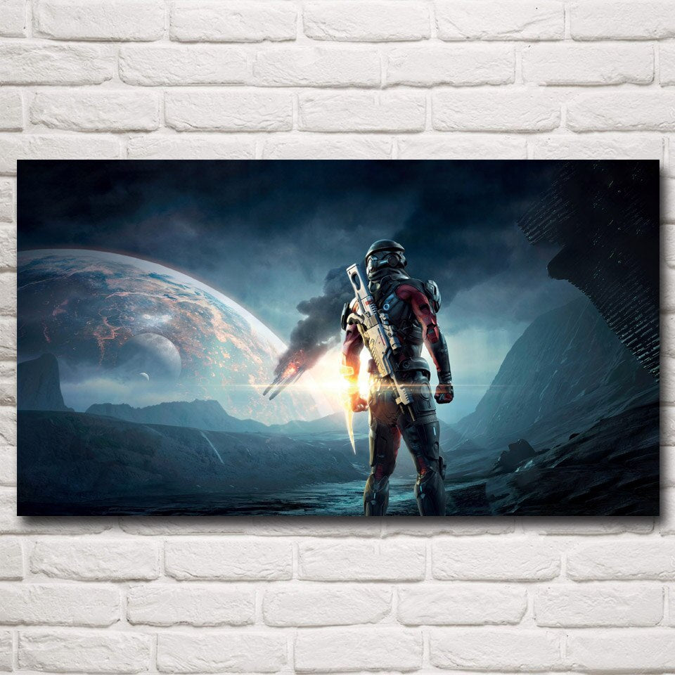 Mass Effect 2 3 4 Shooting Action Game Posters and Prints Bedroom Living Room Art Silk Painting Picture Modern Home Decoration