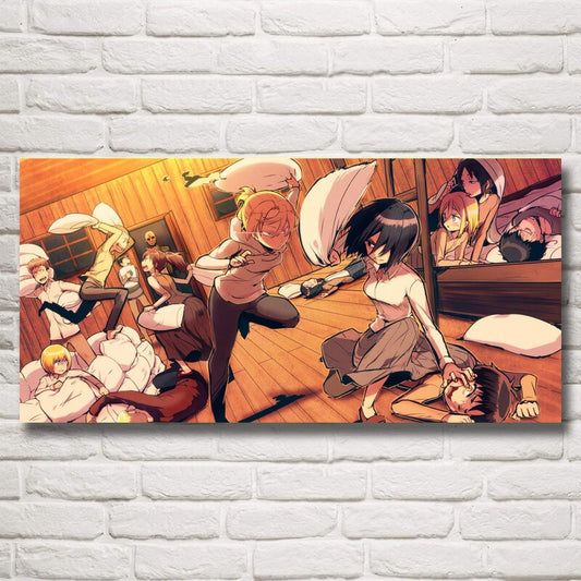 Shingeki No Kyojin Japanese Anime Girls Posters and Prints Silk Painting Art Home Decoration Wall Pictures Living Room Decor