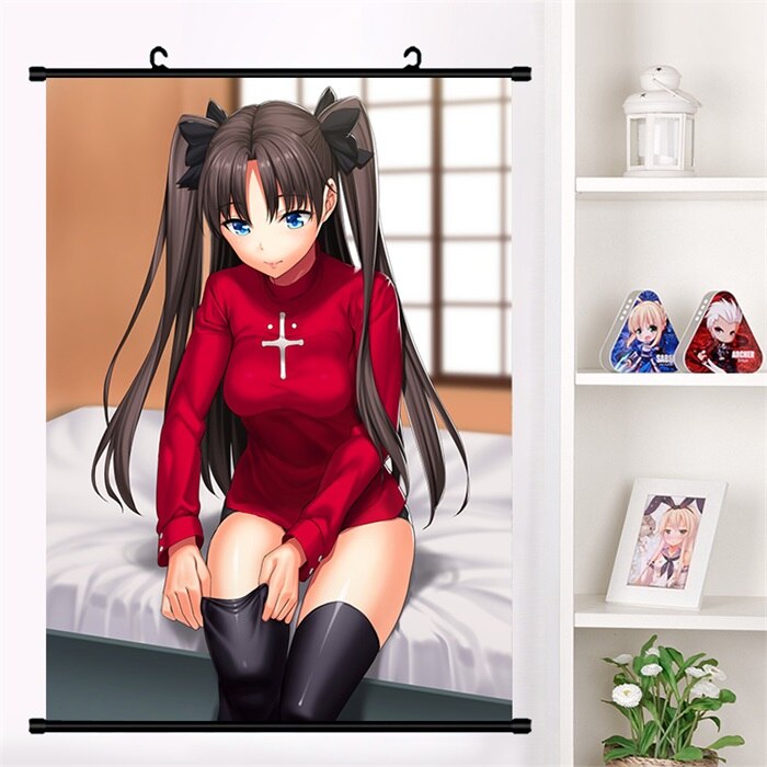 Japan Anime Fate/stay night Tohsaka Rin Sexy Cosplay Wall Scroll Mural Poster Wall Hang Poster Otaku Home Art Decor Collect Gift