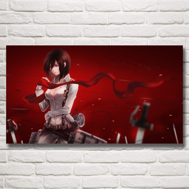 Shingeki No Kyojin Ackerman Anime Girls Poster Wall Art Silk Print Decoration Painting Bedroom Home Pictures Decor Living Room