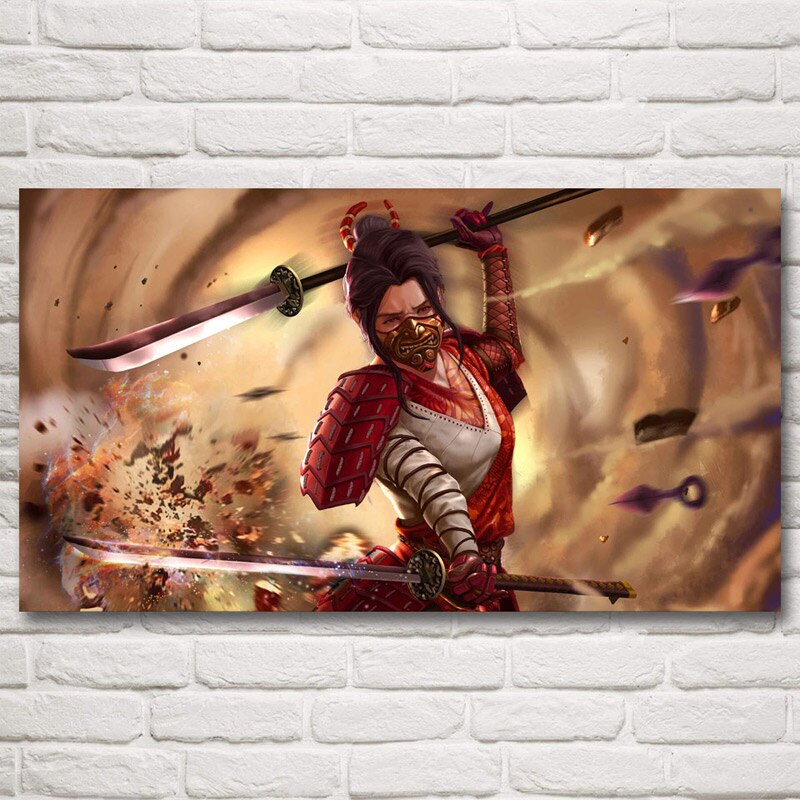 Samurai Katana Japanese Anime Posters and Prints Wall Art Living Room Silk Painting Bedroom Decoration Home Decor Pictures