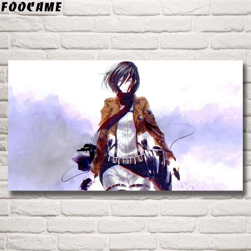 Shingeki No Kyojin Ackerman Anime Girls Poster Wall Art Silk Print Decoration Painting Bedroom Home Pictures Decor Living Room