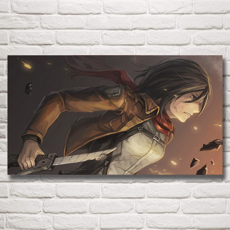 Shingeki No Kyojin Ackerman Anime Girls Poster Wall Art Silk Print Decoration Painting Bedroom Home Pictures Decor Living Room